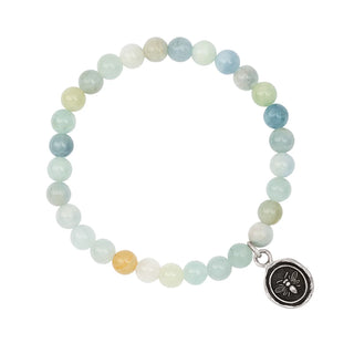 Motivated Appreciation Talisman - Blue Aquamarine Stone Stretch Bracelet