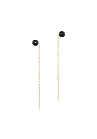 Stud Gold Onyx Thread Earrings