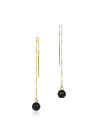 Gold Onyx Thread Earrings