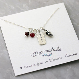 Marmalade Designs Bronze Mama & Two Peas Necklace With Gemstones
