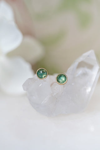 Juicy Gem Round Manyara Lake Emerald Studs