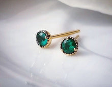 Load image into Gallery viewer, Mini Emerald Stud Earrings