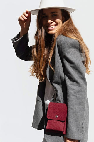 Wool Felt Crossbody Phone Bag - Bordeaux