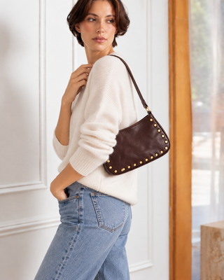 Stefani Studded Bag - Bordeaux Pebbled