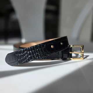 Millie Barcelona Belt - Black With Gold Buckle