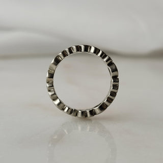 Bubble Ring With Blue and Black Diamonds