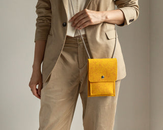 Wool Felt Crossbody Phone Bag - Yellow Saffron