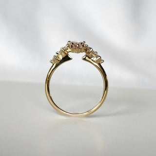 Peach Sapphire and Diamond Ring