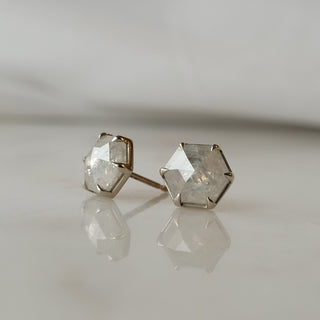 Milky White Diamond Hexagon Studs