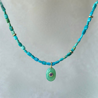 Turquoise with Chrysoprase Pendant Necklace -one of a kind