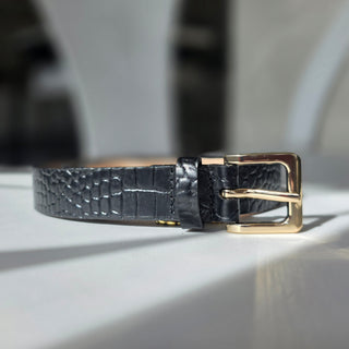 Millie Barcelona Belt - Black With Gold Buckle