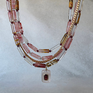 Cherry Quartz Multi-Strand Necklace- one of a kind