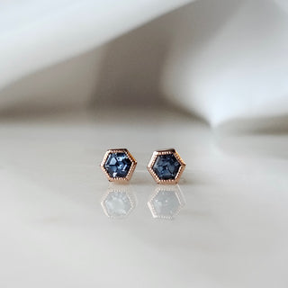 Hexagon Blue Montana Sapphire Earrings