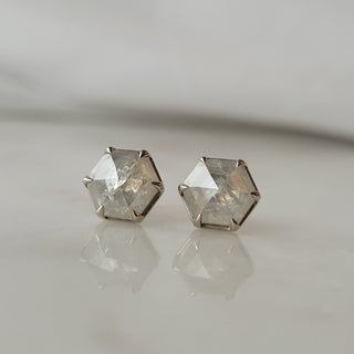 Milky White Diamond Hexagon Studs
