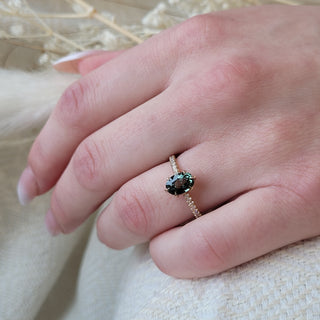 Teal Green Sapphire Ring