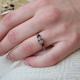 Peppered Teal Trinity Ring
