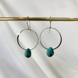 Turquoise Drop Hoop Earrings