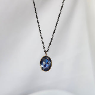 Rose Cut Blue Sapphire Necklace