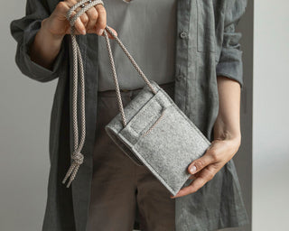 Wool Felt Crossbody Phone Bag - Ash Gray