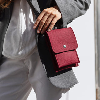 Wool Felt Crossbody Phone Bag - Bordeaux