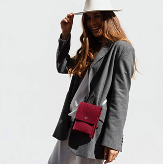 Wool Felt Crossbody Phone Bag - Bordeaux