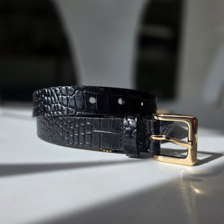 Millie Barcelona Belt - Black With Gold Buckle
