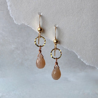 Peach Moonstone Earrings- one of a kind