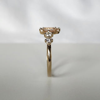 Peach Sapphire and Diamond Ring