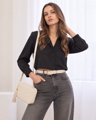 Domini Belt - Marble With Gold Buckle