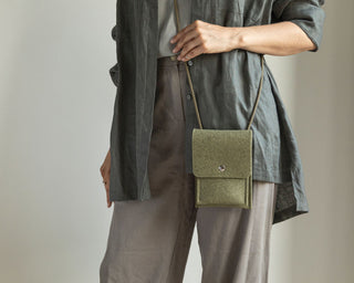 Wool Felt Crossbody Phone Bag - Olive