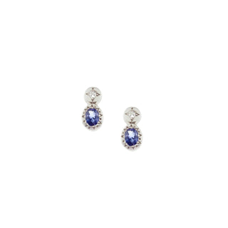 Oval Sapphire and Diamond Stud Earrings