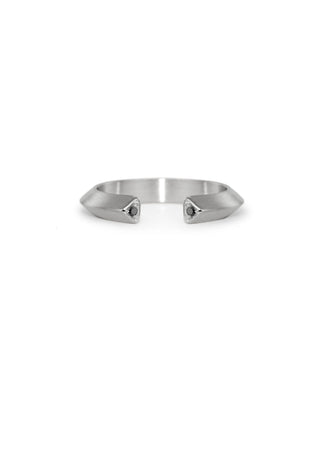 Slice Silver Triangle Ring With Black Diamonds