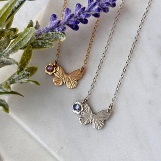 14K Gold Filled Butterfly & Flower Necklace