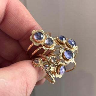 14K Gold-Filled Aquamarine Flower Ring