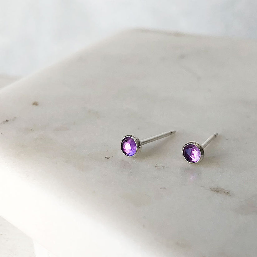 Strut Jewelry 14K Gold Filled Mini Amethyst Studs