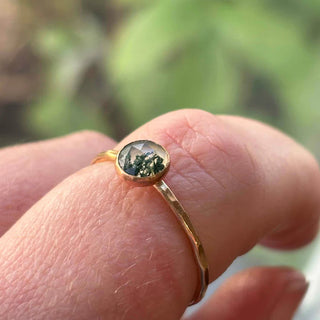 14K Gold-Filled Moss Agate Stacking Ring