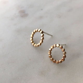 Prism Full Circle Gold Stud Earrings