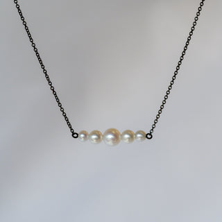 Surge Silver Pearl Sideways Pendant Small