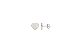 White Gold Heart Stud Earrings