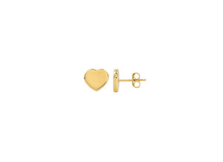 Yellow Gold Heart Stud Earrings