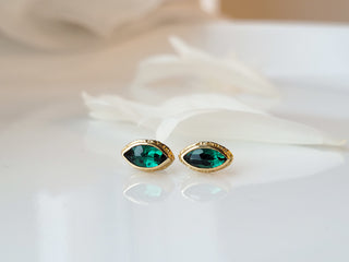 Blue Green Tourmaline Stud Earrings