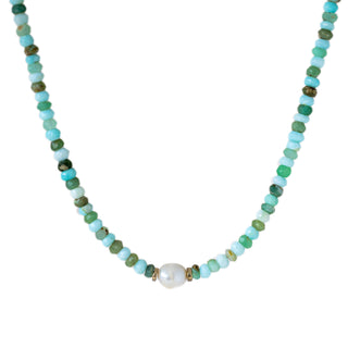 Aqua Necklace With Pearl