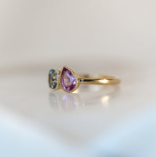 Toi Et Moi Blue and Pink Sapphire Ring