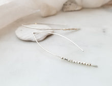 Load image into Gallery viewer, Medium Beaded Crescent Earrings Sterling Silver