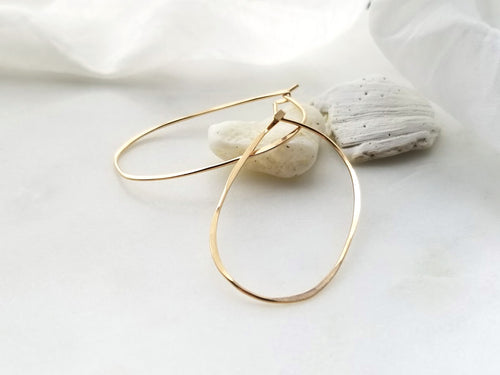 Small Oval Hoop Earrings Yellow Gold Filled