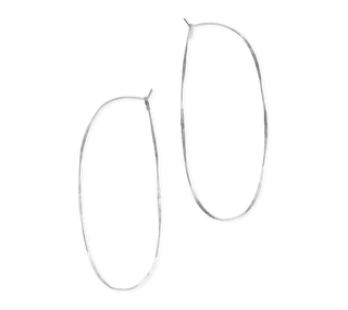 Large Oval Hoop Earrings Sterling Silver