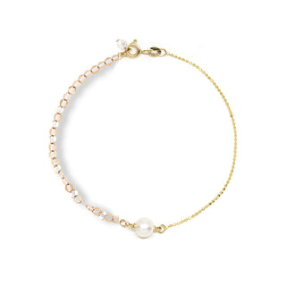 Contrast Oval Bead Chain Pearl Bracelet