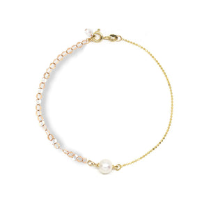 Poppy Finch Contrast Oval Bead Chain Pearl Bracelet