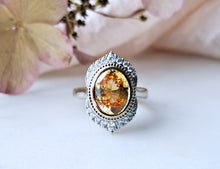 Load image into Gallery viewer, Modern Vintage Inspired Orange Sapphire and Diamond Ring