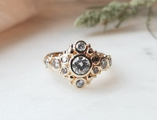 Modern Vintage Inspired Brown & White diamond Ring